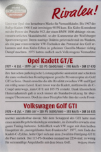 Opel Kadett GT/E - VW Golf GTI -Rivalen