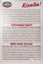 Volkswagen Käfer Export - DKW Junior de Luxe - Rivalen