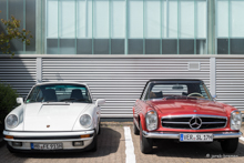 v.li.: Porsche 911 G-Modell - Mercedes-Benz SL W 113 Pagode (1963-71)