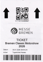 Bremen Classic Motorshow 2025 - Eintrittskarte Bremen Classic Motorshow 2025 - Eintrittskarte